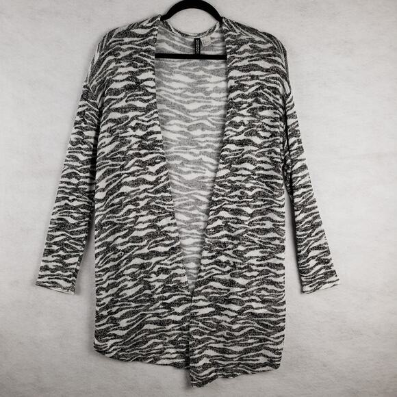 H&M Divided Women's M Zebra Print Open Front Cardigan Black White Animal Print - Picture 1 of 6